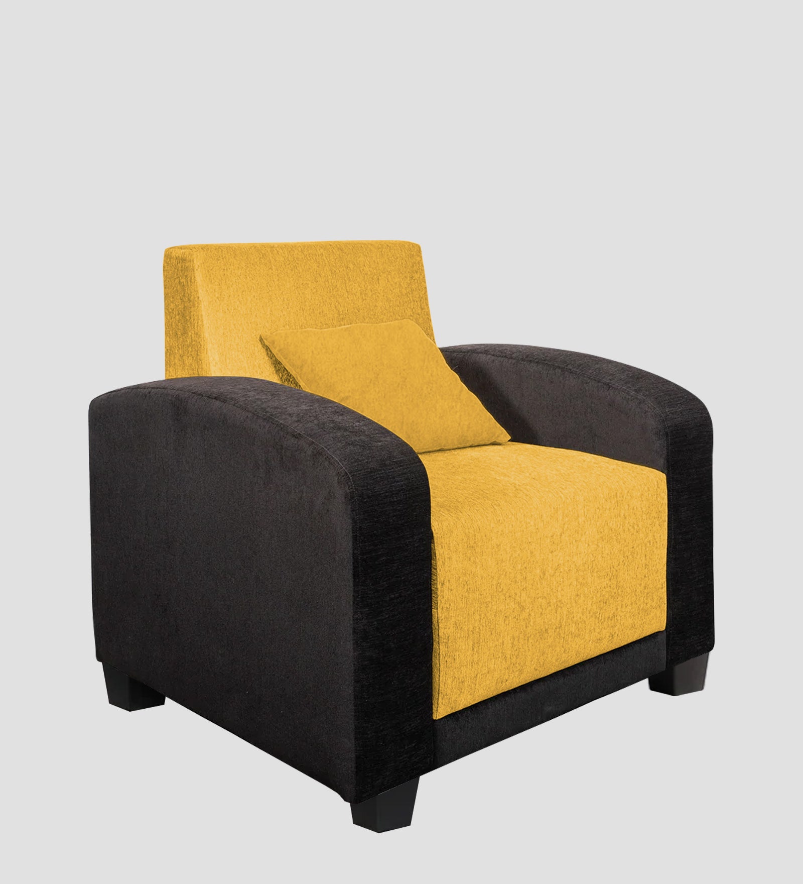 Alex Fabric 1 Seater Sofa In Bold Yellow Colour - Febonic Living