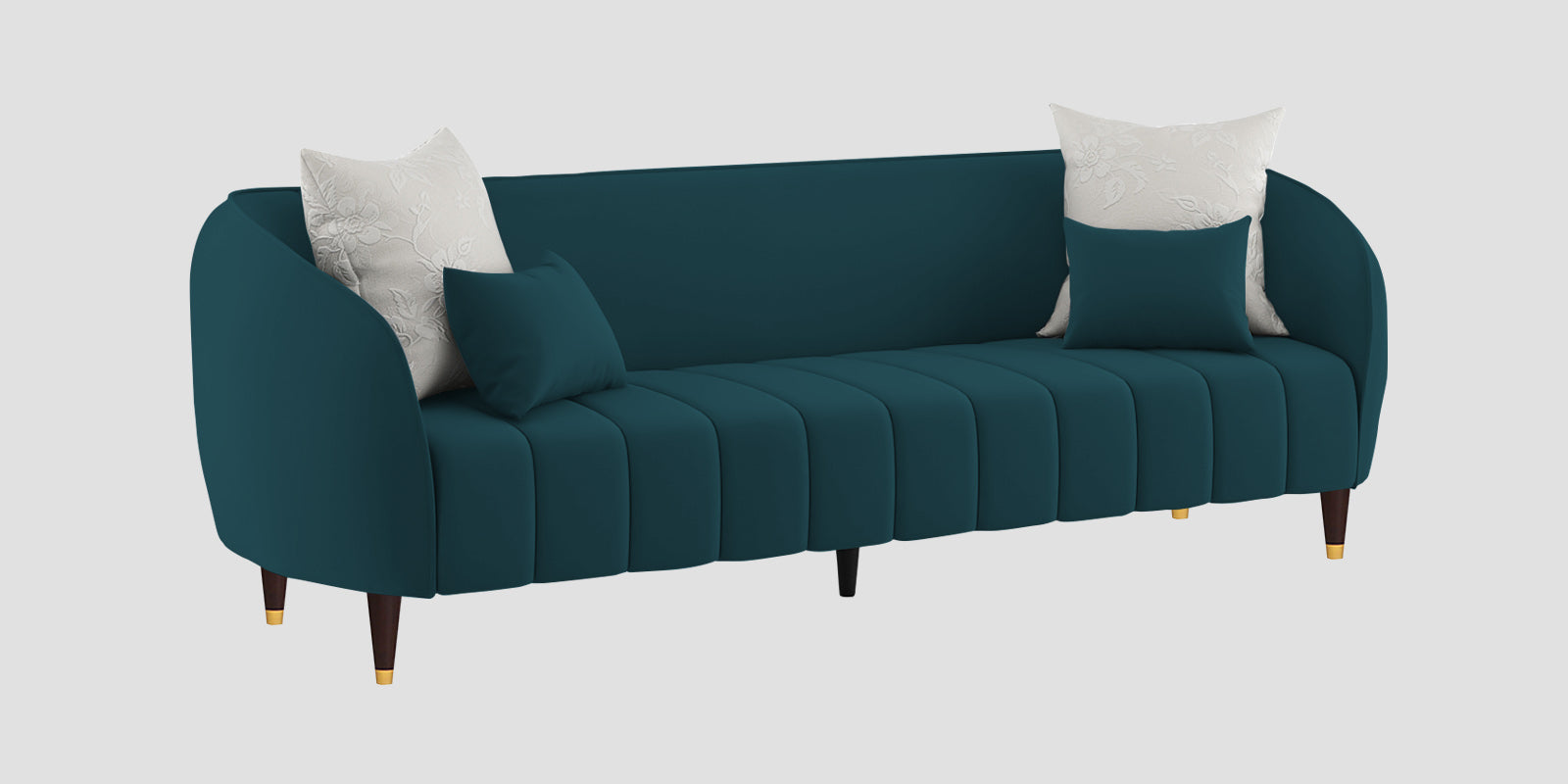 Hairo Velvet 3 Seater Sofa In Arabian Green Colour - Febonic Living
