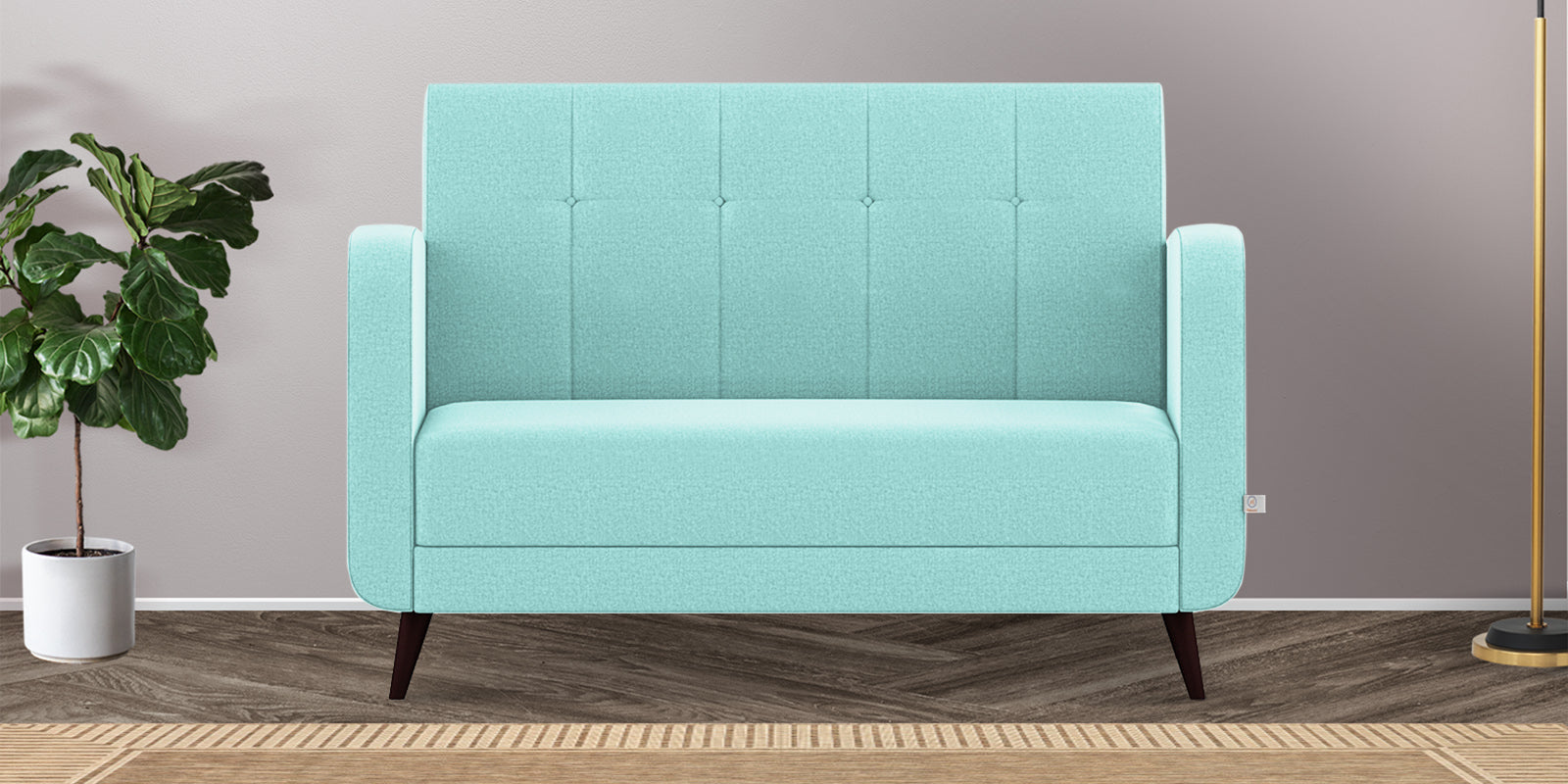 Wiki Velvet 2 Seater Sofa In Barmunda Aqua Colour - Febonic Living