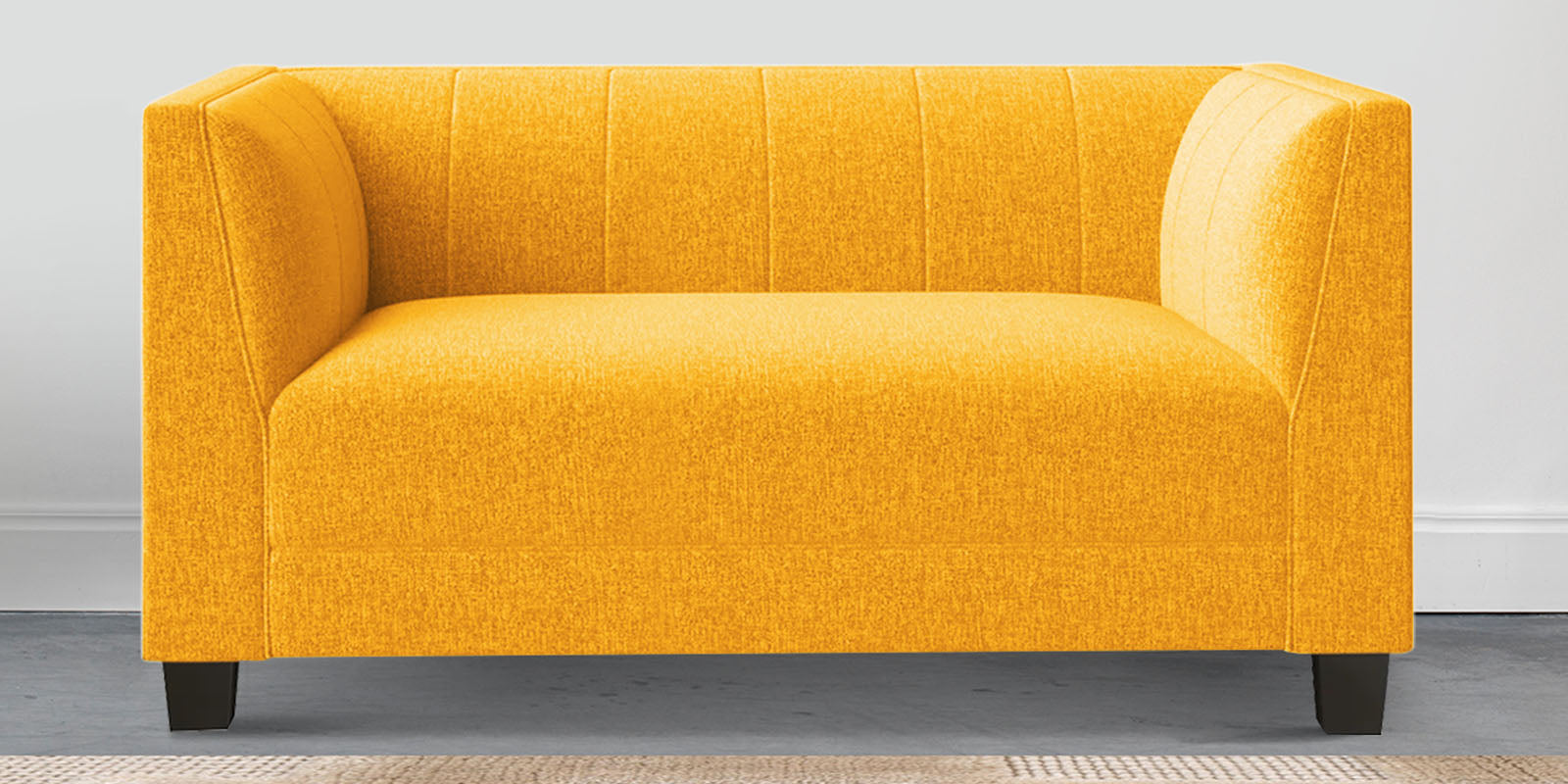 Chastin Fabric 2 Seater Sofa In Bold Yellow Colour - Febonic Living