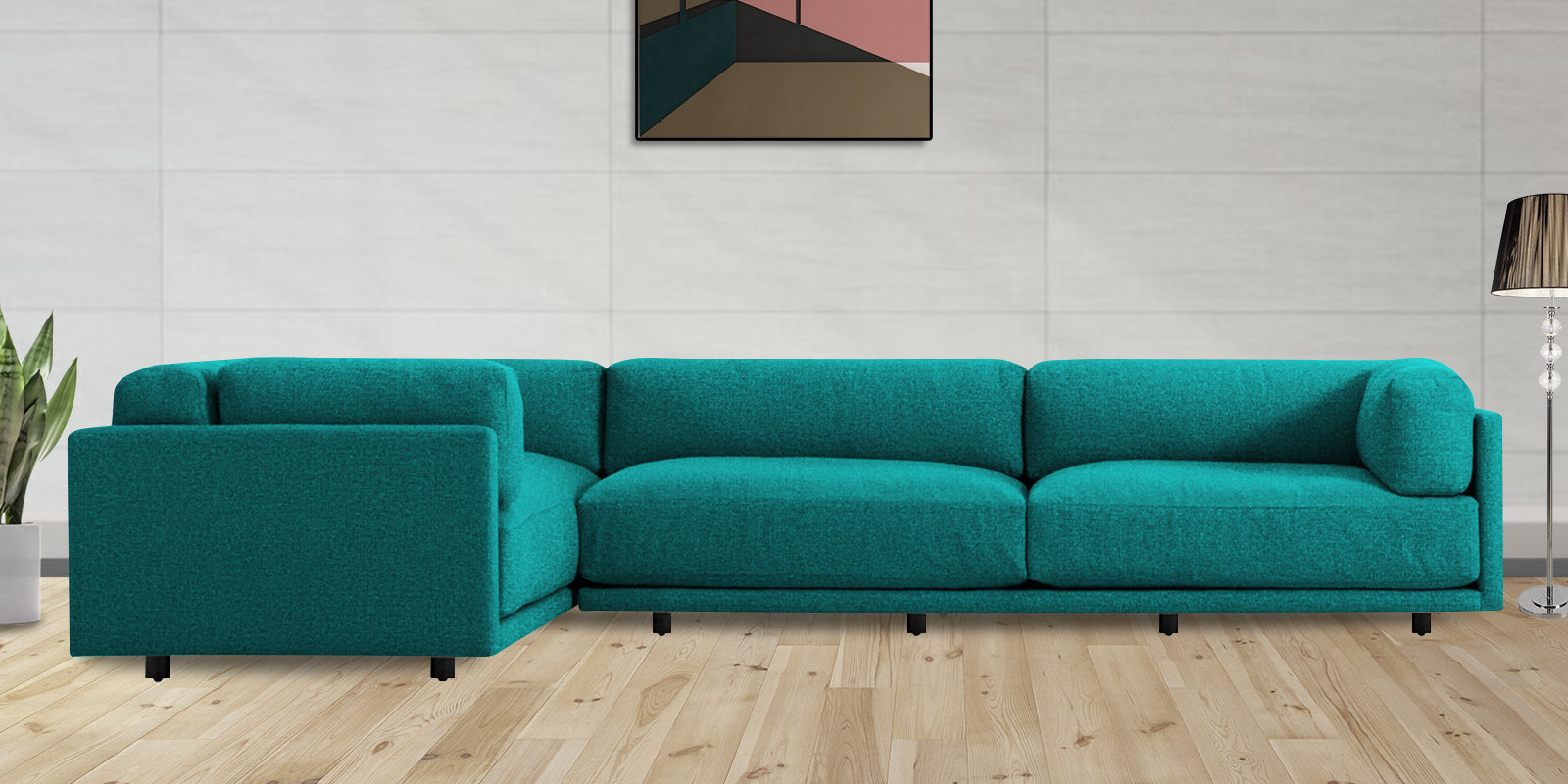 Nixon Fabric 6 Seater RHS Corner Sofa In Sea Green Colour - Febonic Living