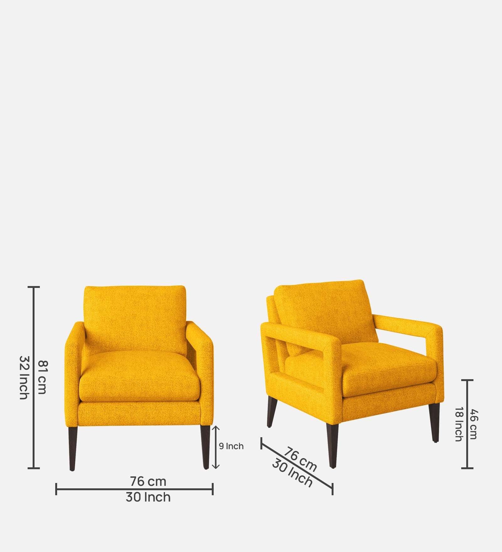 Olsen Fabric Arm Chair In Bold Yellow Colour - Febonic Living