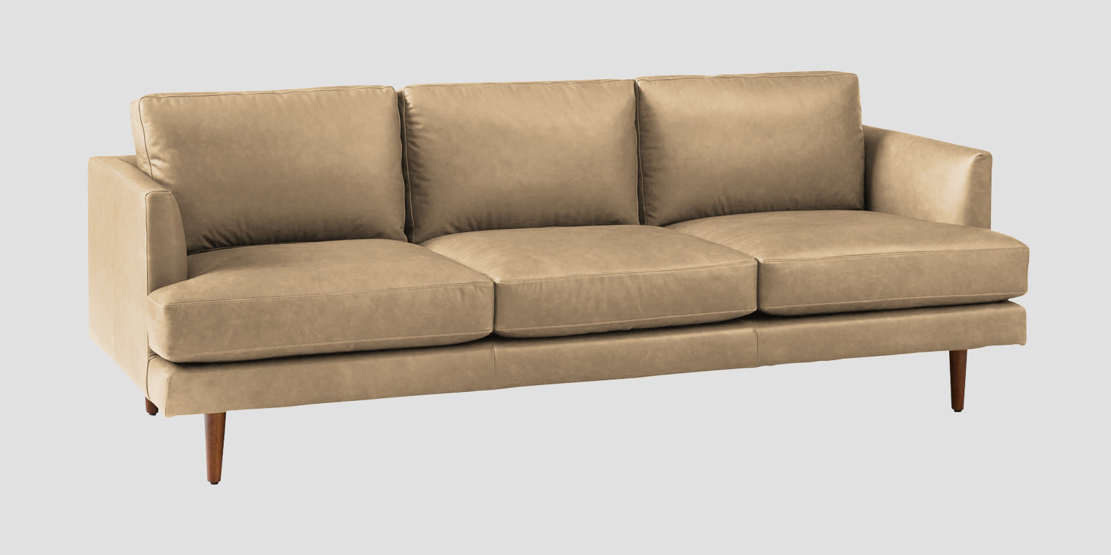 Sterio Leatherette 3 Seater Sofa In Corn Beige Colour - Febonic Living