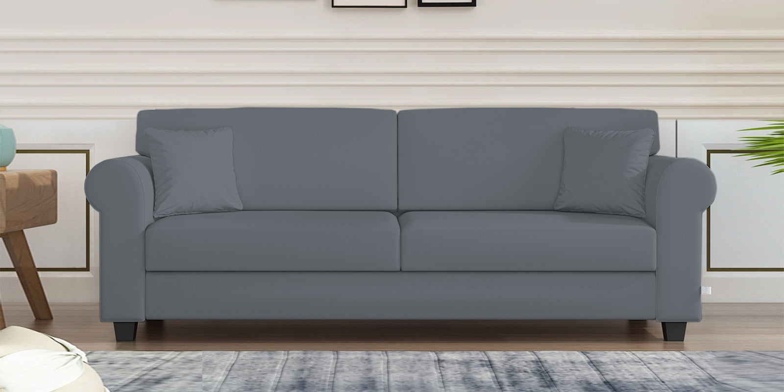 Numonk Velvet 3 Seater Sofa In Pubble Grey Colour - Febonic Living