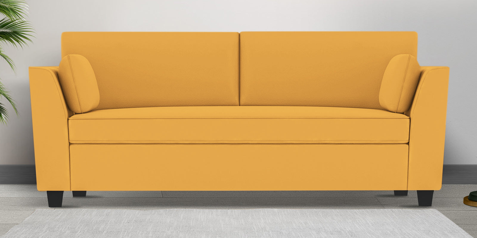 Bristo Velvet 3 Seater Sofa In Turmeric yellow Colour With Storage - Febonic Living