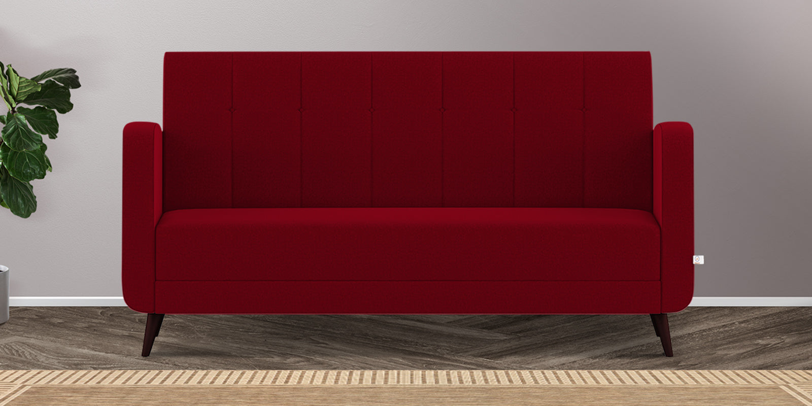 Wiki Velvet 3 Seater Sofa In Cherry Red Colour - Febonic Living