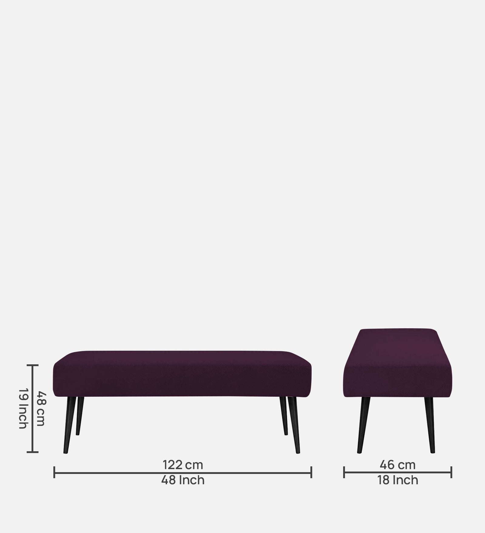 Orbit Fabric Bench In Greek Purple Colour - Febonic Living