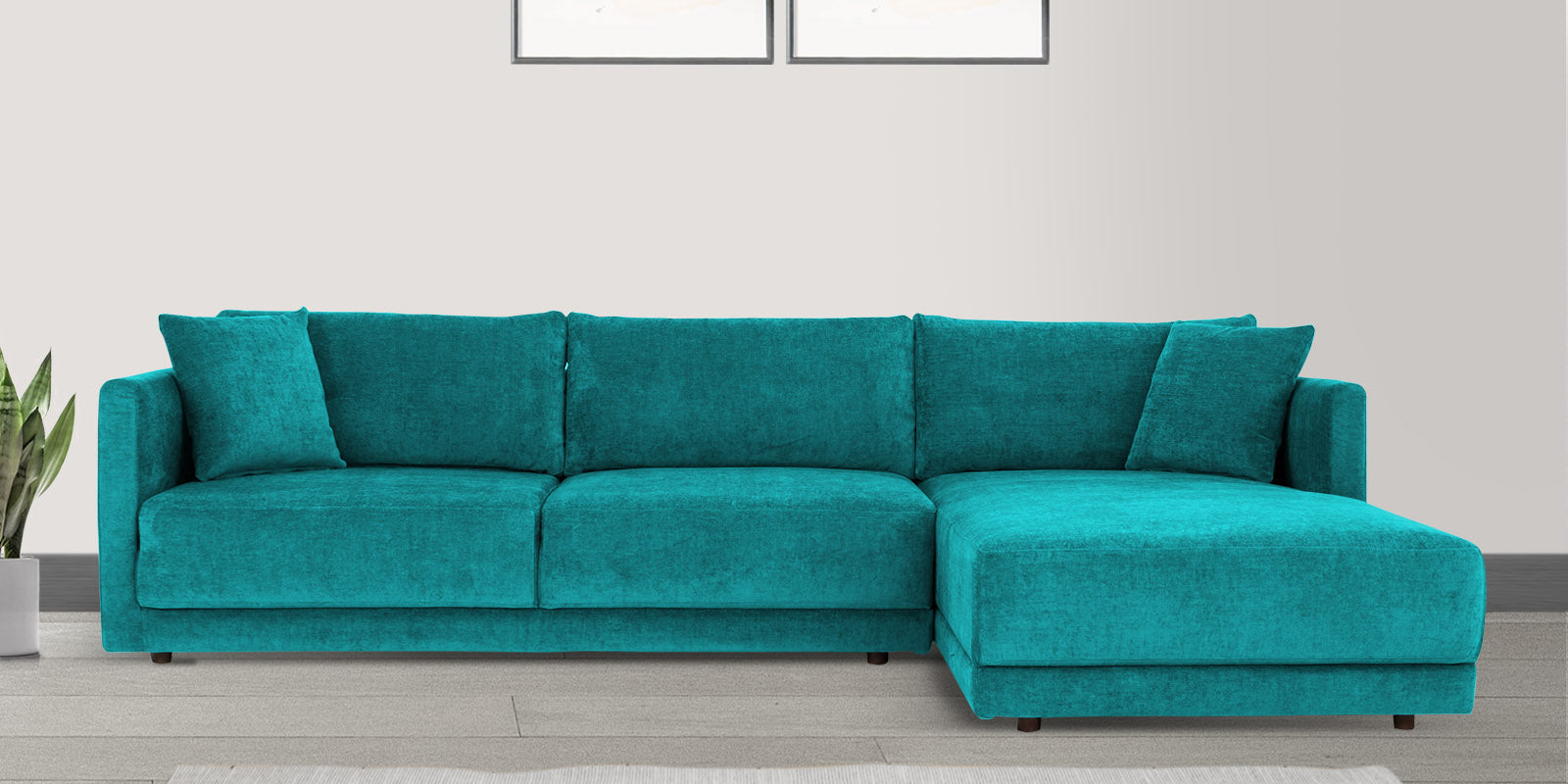 Northern Fabric LHS Sectional Sofa (3+Lounger) In Sea Green Colour - Febonic Living