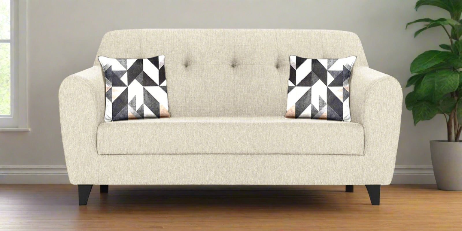 Melaan Fabric 2 Seater Sofa In Ivory cream Colour - Febonic Living