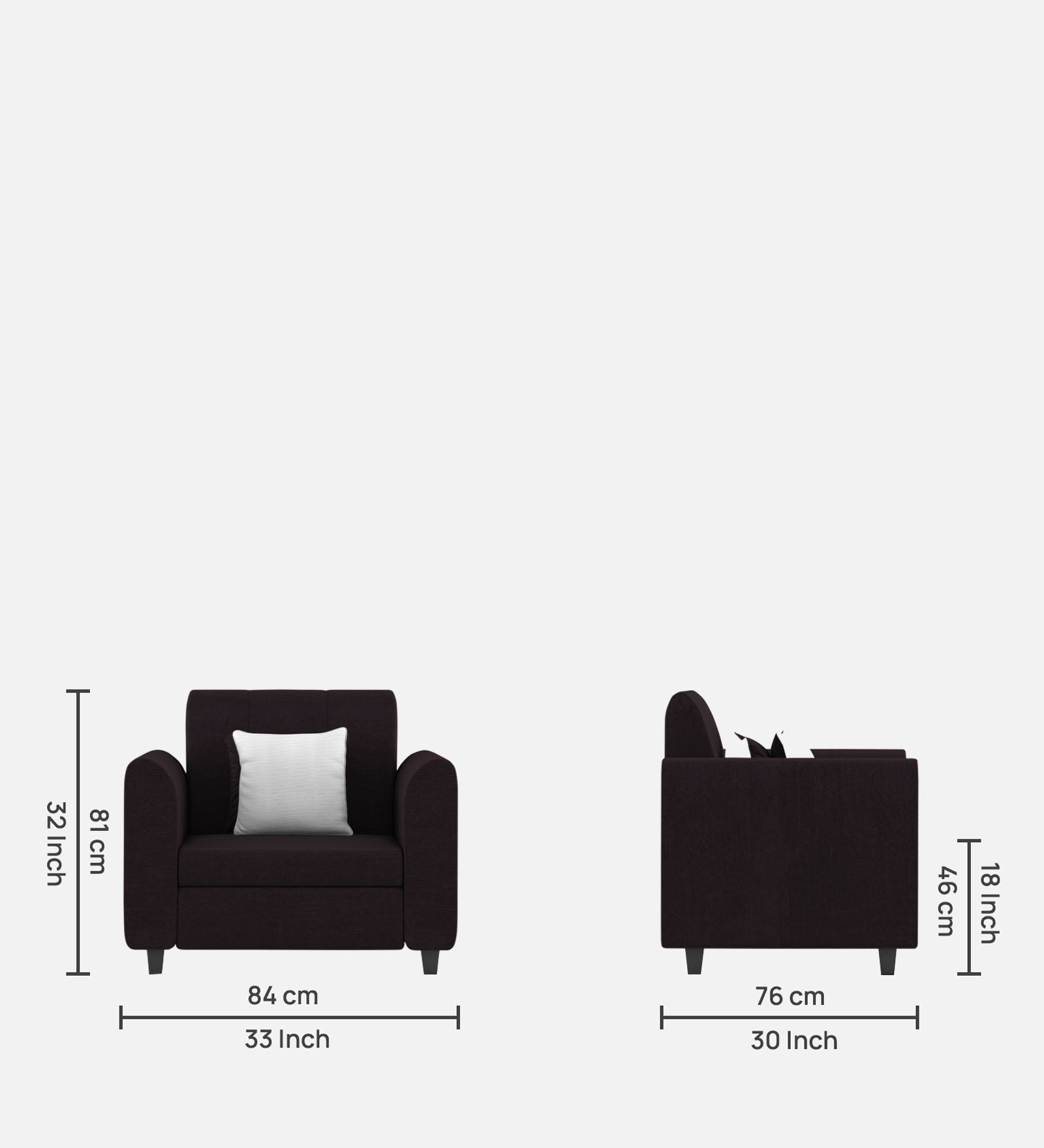 Denmark Fabric 1 Seater Sofa In Cara Brown Colour - Febonic Living