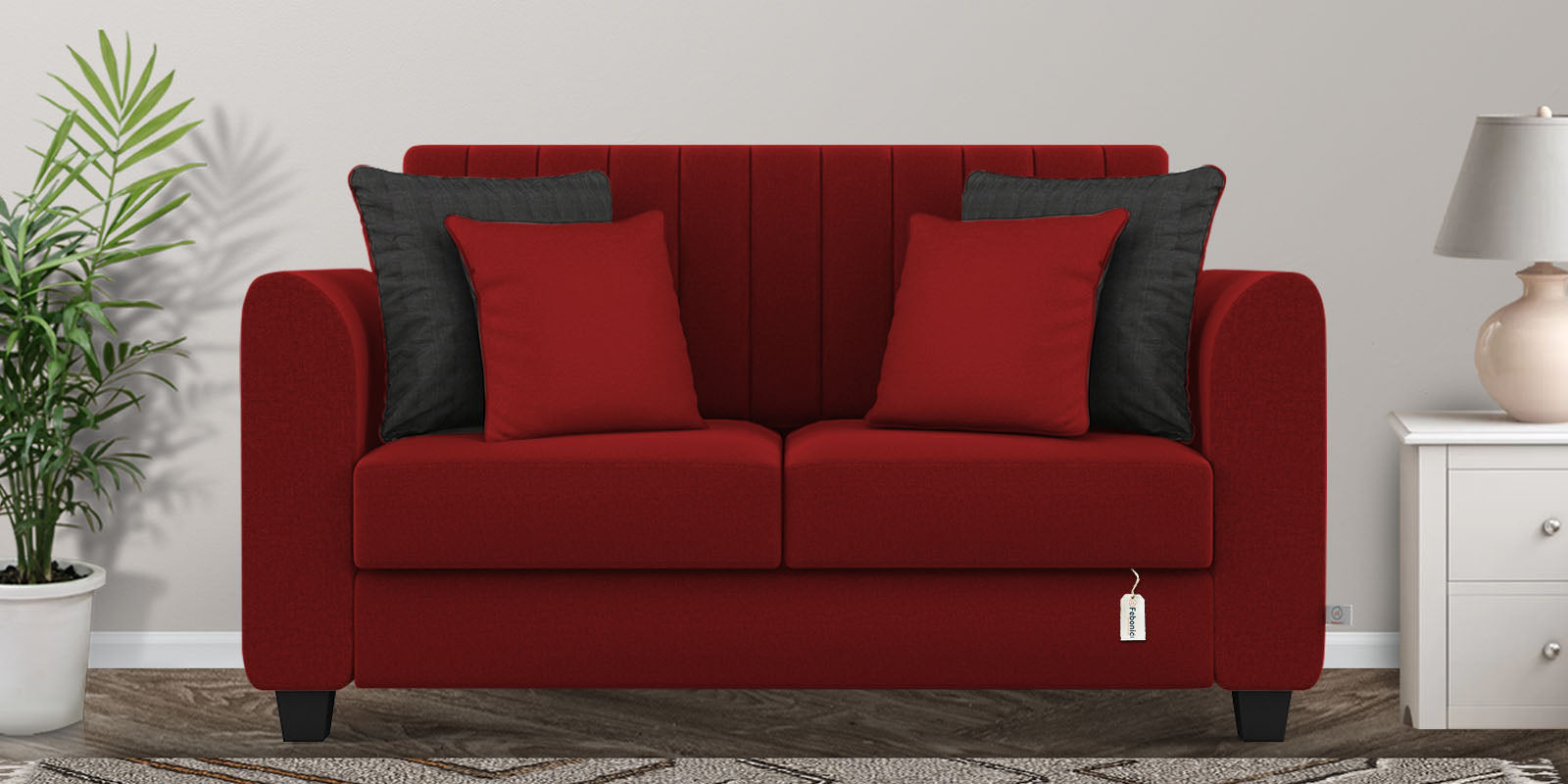 Cosmic Fabric 2 Seater Sofa In Blood Maroon Colour - Febonic Living