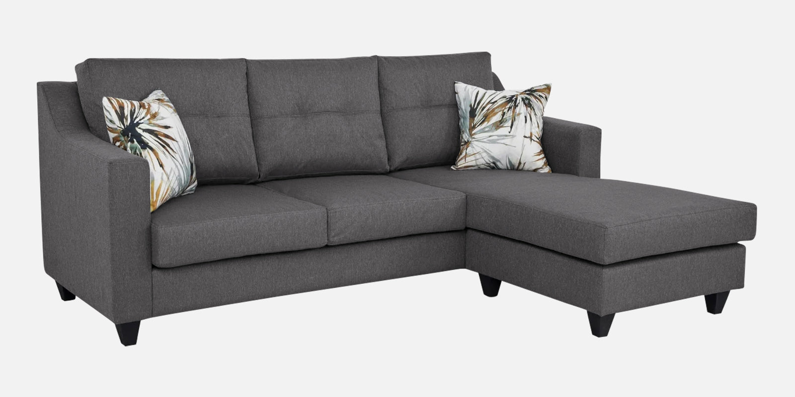 Welly Fabric LHS Sectional Sofa (2+Lounger) In Sudo Grey Colour - Febonic Living