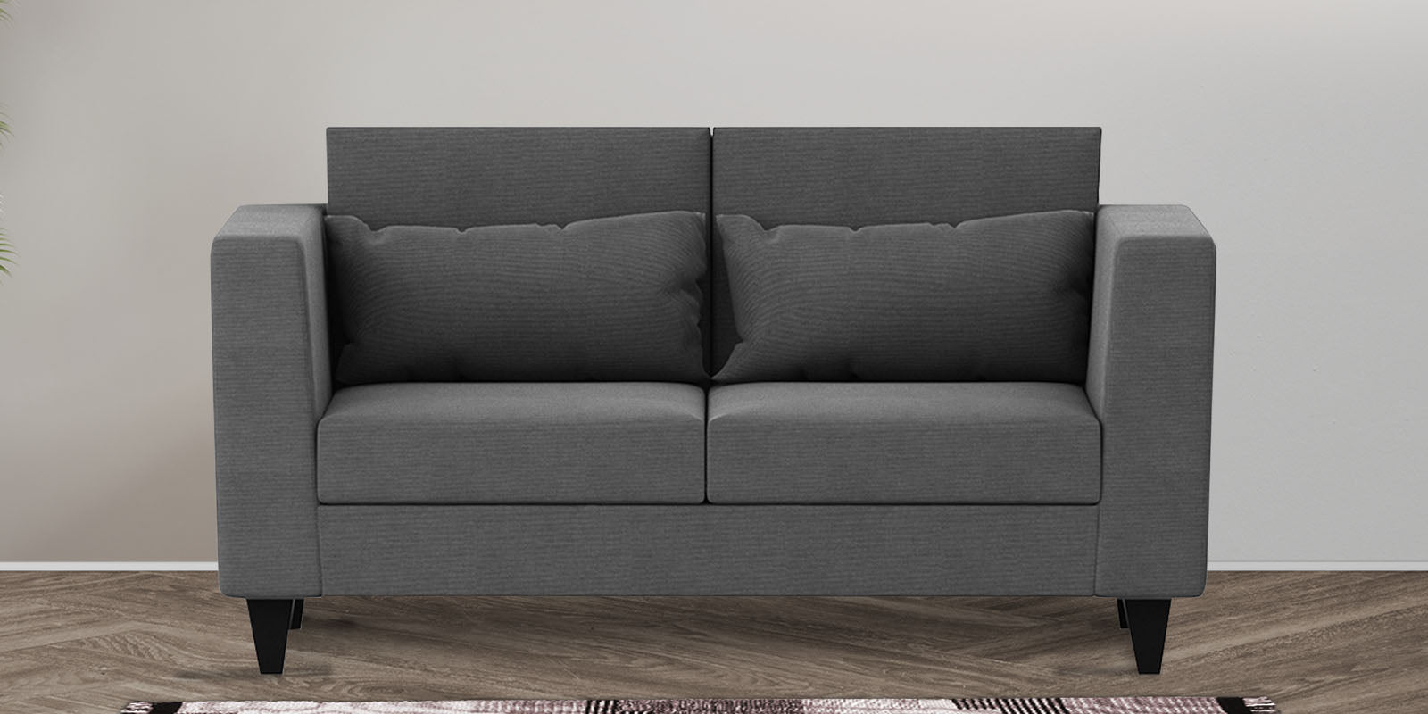Nipul Fabric 2 Seater Sofa In Charcoal Grey Colour - Febonic Living