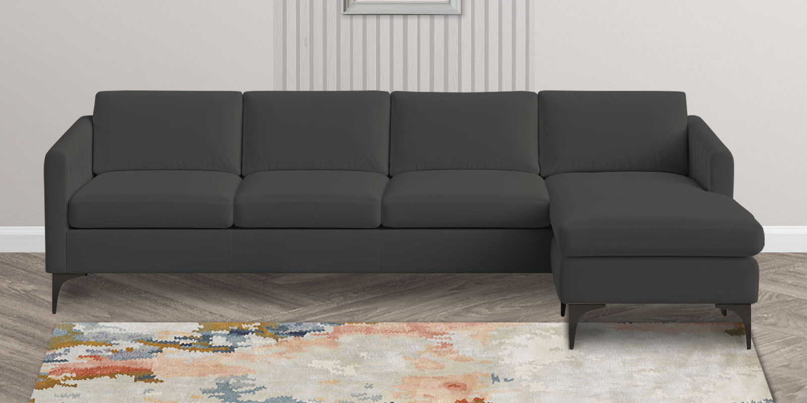 Haru Fabric LHS Sectional Sofa (3+Lounger) In Hory Grey Colour - Febonic Living