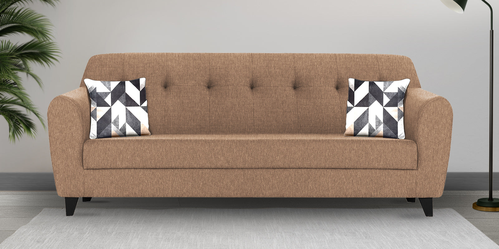 Melaan Fabric 3 Seater Sofa In Cosmic Beige Colour - Febonic Living