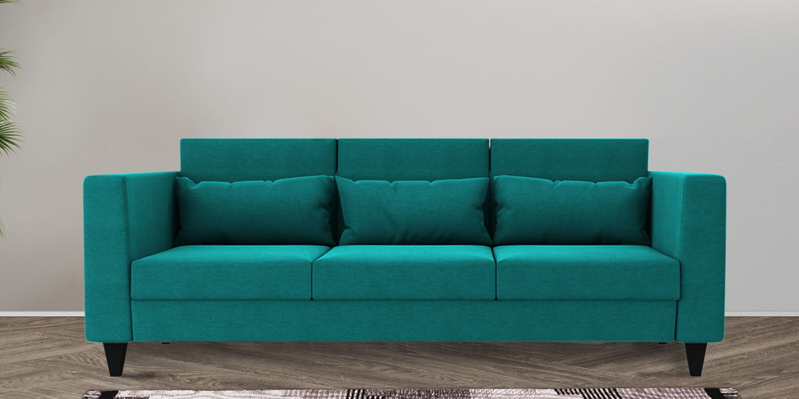 Nipul Fabric 3 Seater Sofa In Sea Green Colour - Febonic Living
