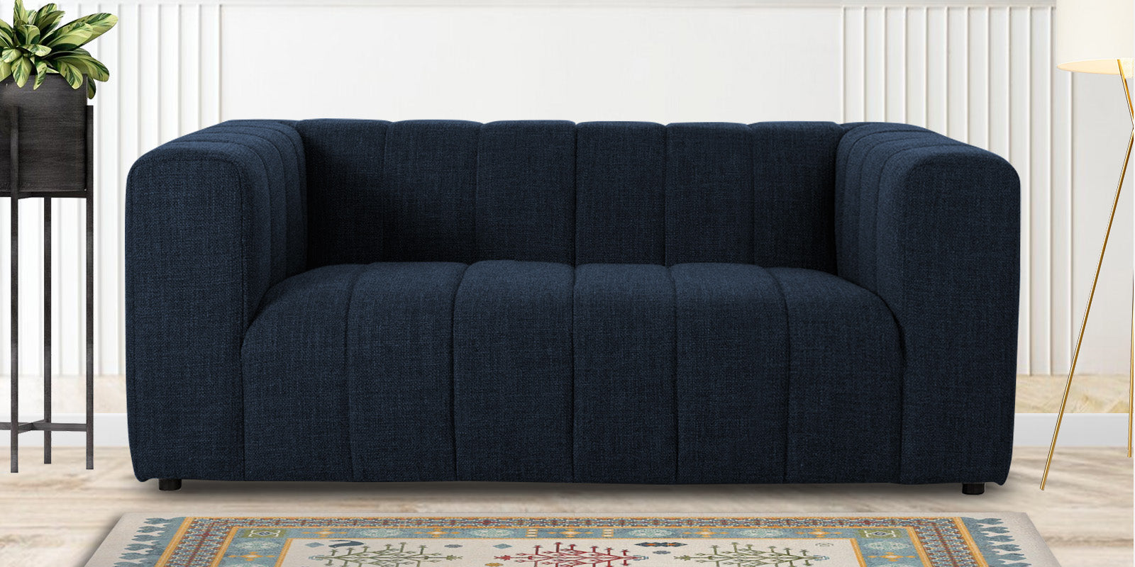 Lara Fabric 2 Seater Sofa In Denim Blue Colour - Febonic Living
