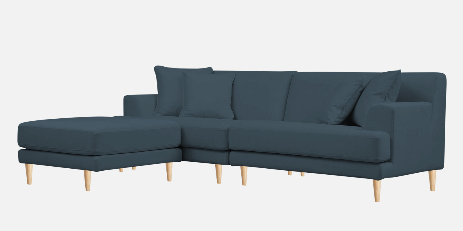 Woody Fabric RHS Sectional Sofa (3+Lounger) In Cobalt Blue Colour - Febonic Living