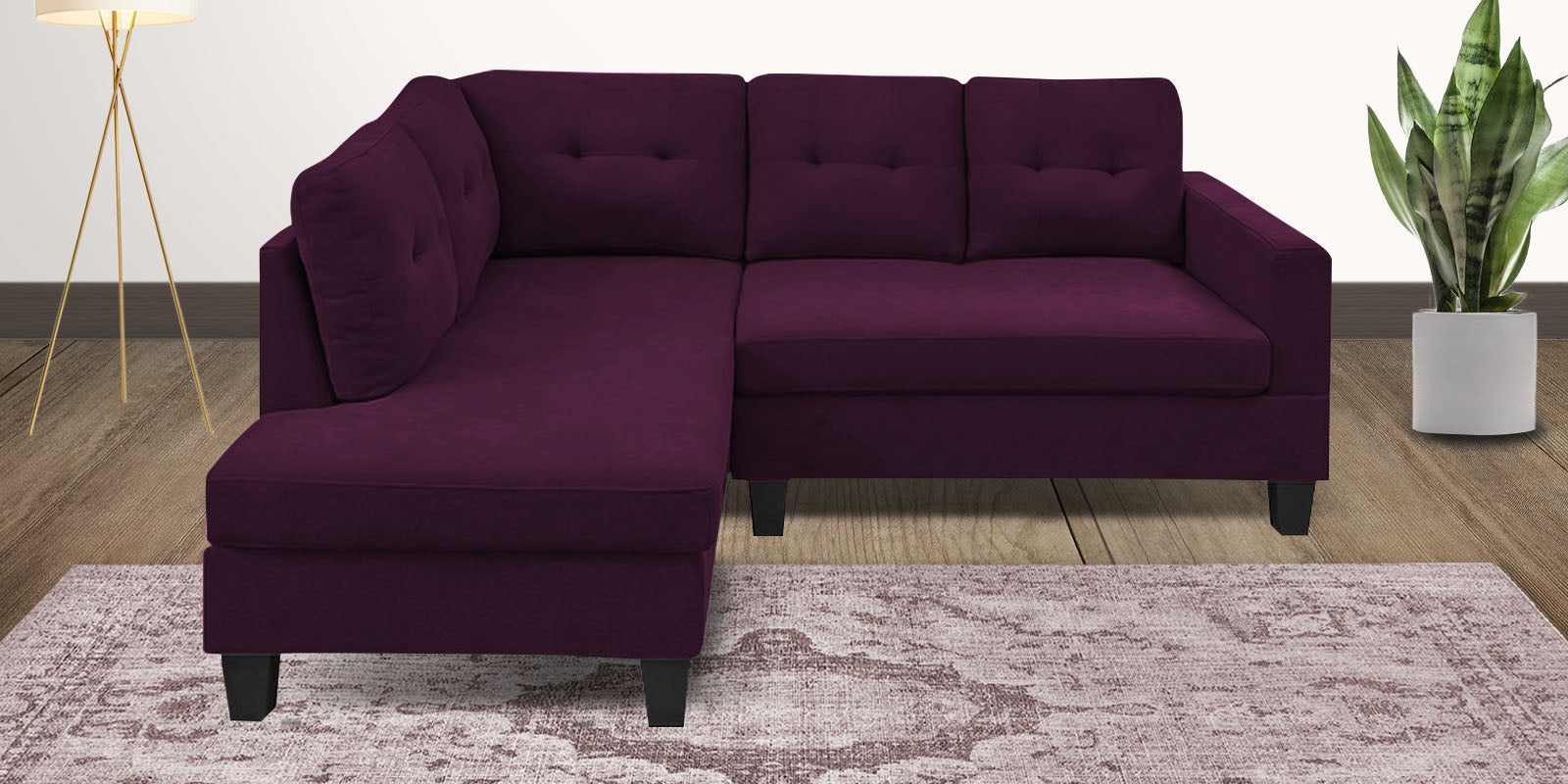 Thomas Fabric RHS Sectional Sofa (2+Lounger) In Greek Purple Colour - Febonic Living