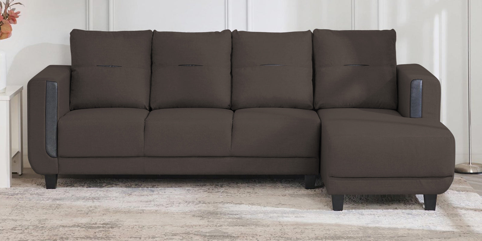 Perry Fabric LHS Sectional Sofa (3+Lounger) In Caspa Brown Colour - Febonic Living