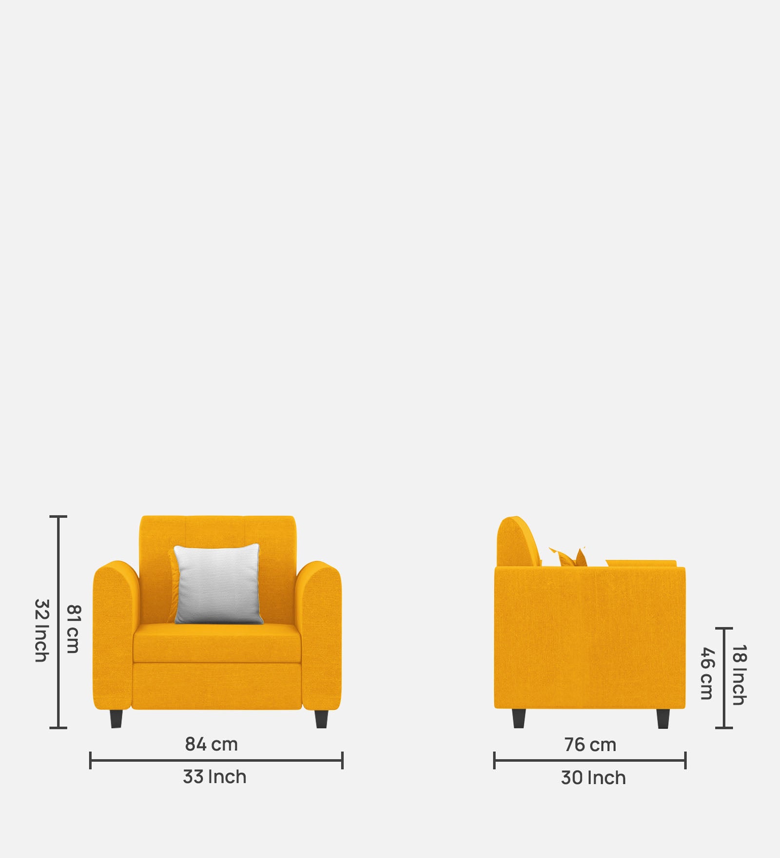 Denmark Fabric 1 Seater Sofa In Bold Yellow Colour - Febonic Living