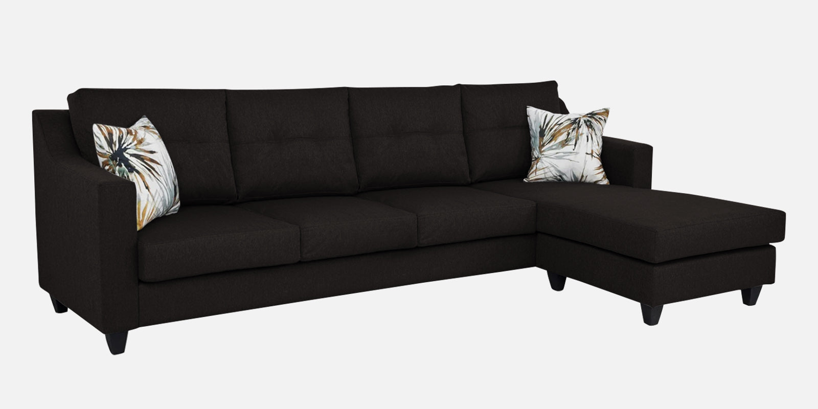 Welly Fabric LHS Sectional Sofa (3+Lounger) In Cara Brown Colour - Febonic Living