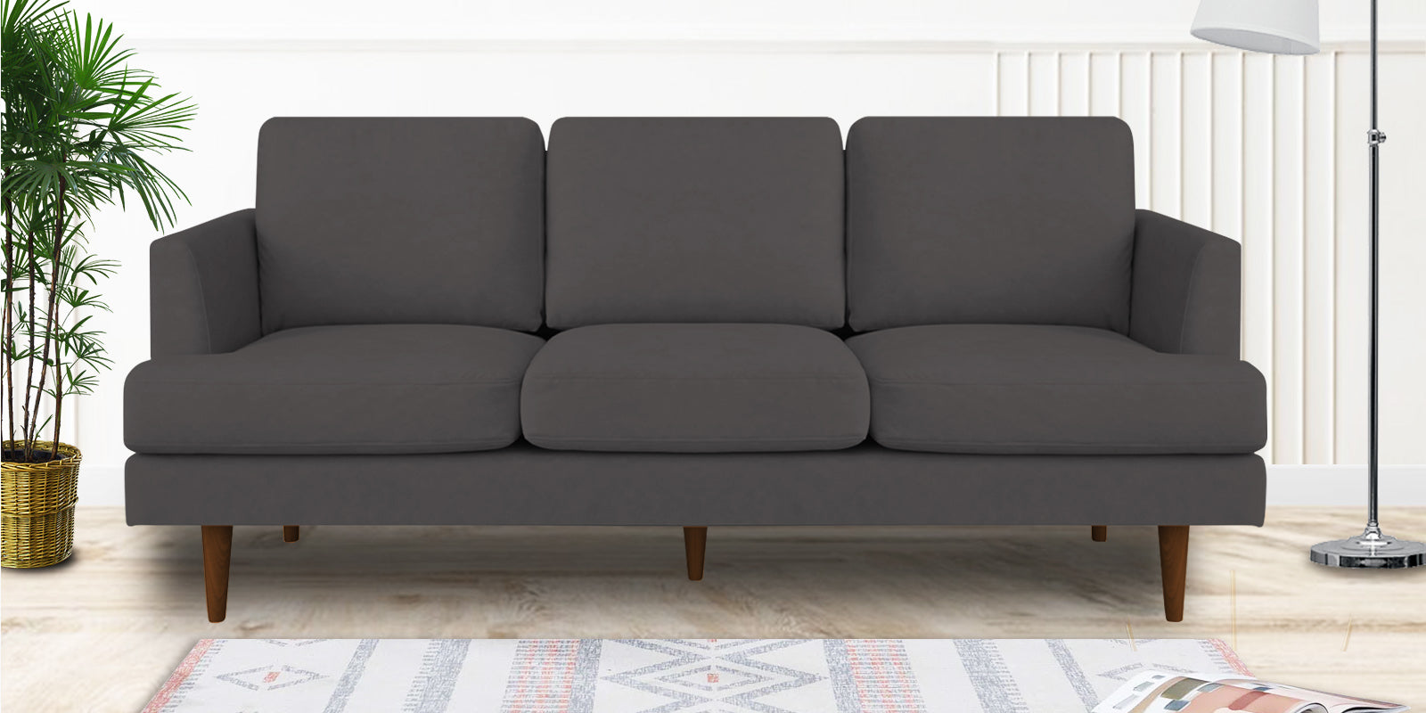 Motra Velvet 3 Seater Sofa in Davy grey Colour