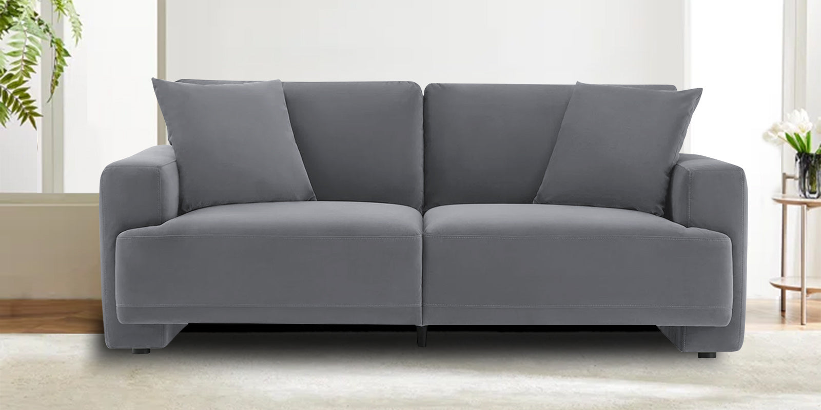 Kosta Velvet 2 Seater Sofa In Pubble Grey Colour - Febonic Living