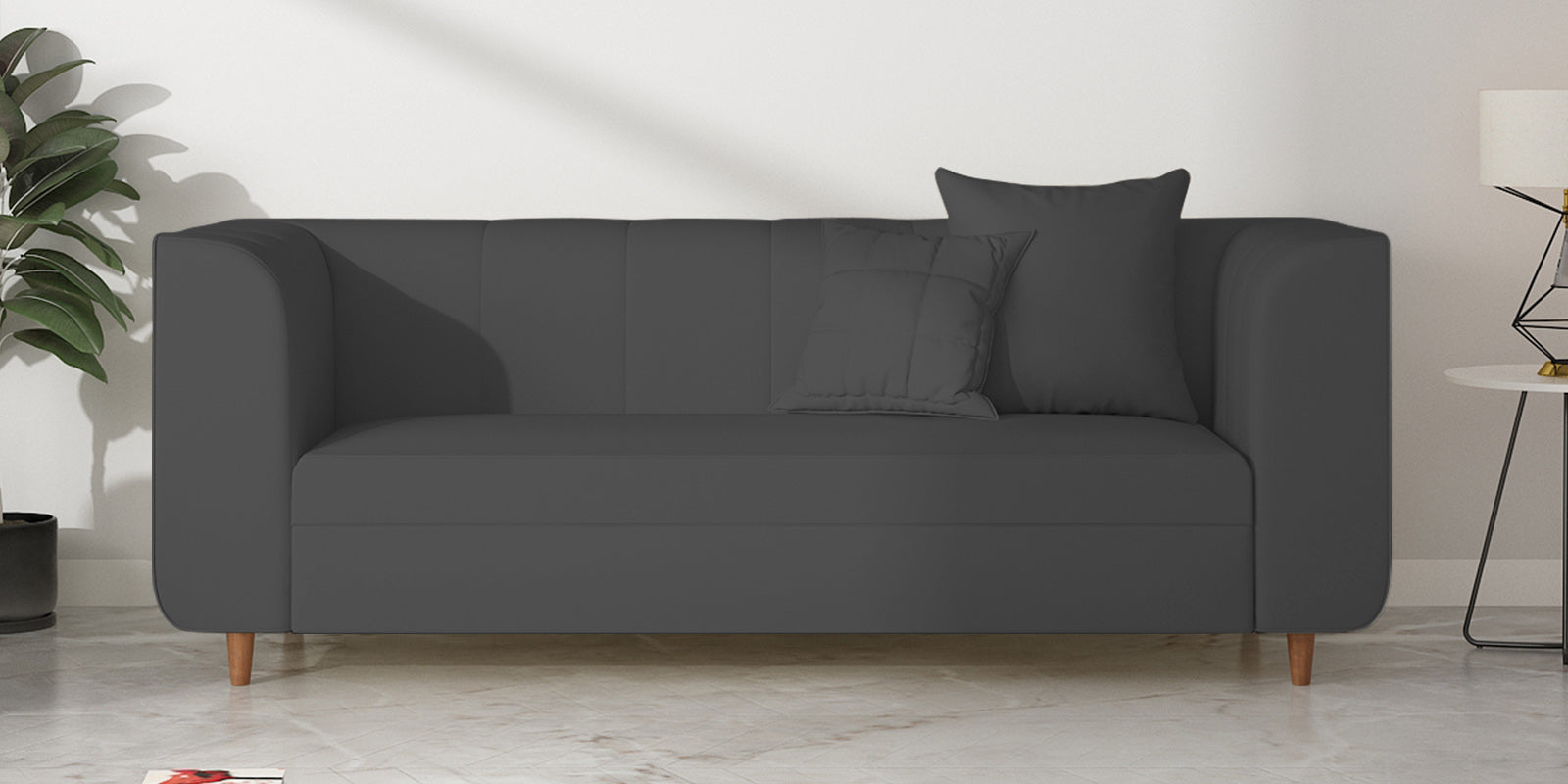 Sumo Velvet 3 Seater Sofa In Davy grey Colour - Febonic Living