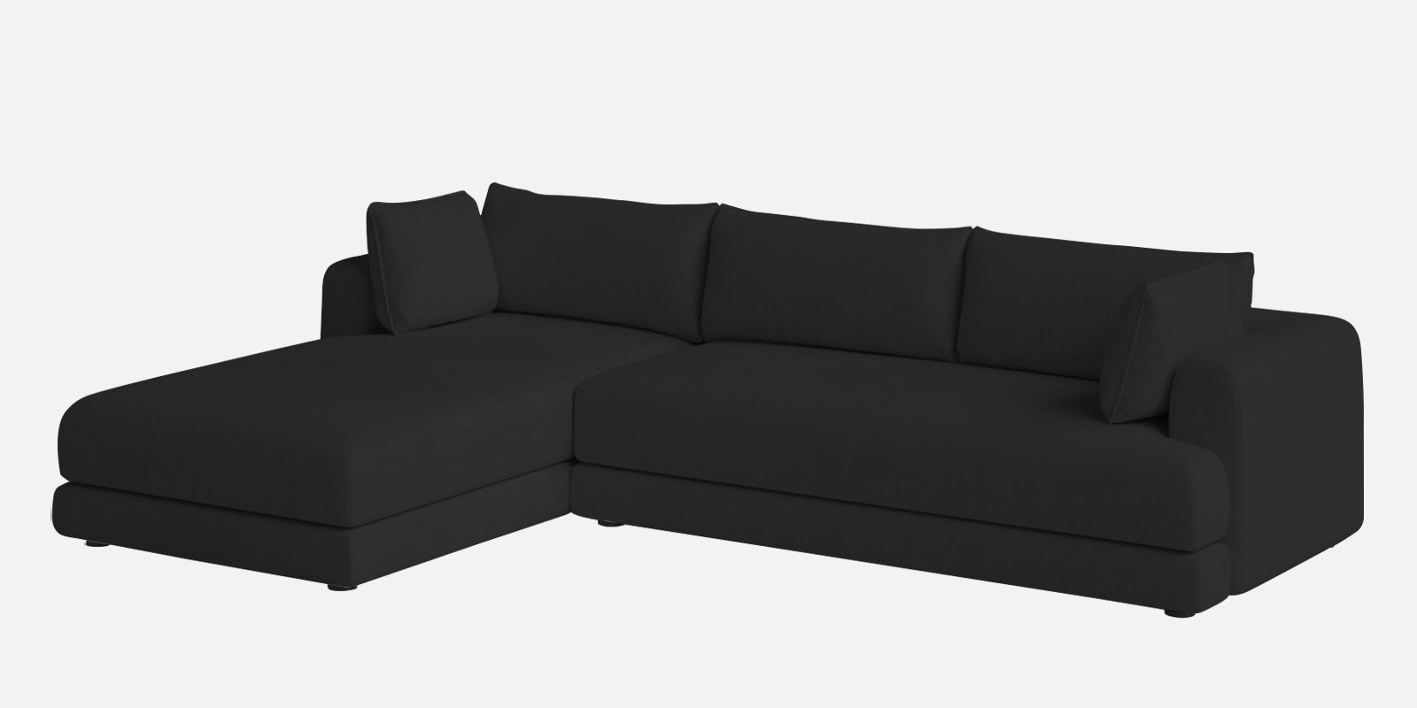 Ziggy Fabric LHS Sectional Sofa (3+Lounger) In Bitter Black Colour - Febonic Living