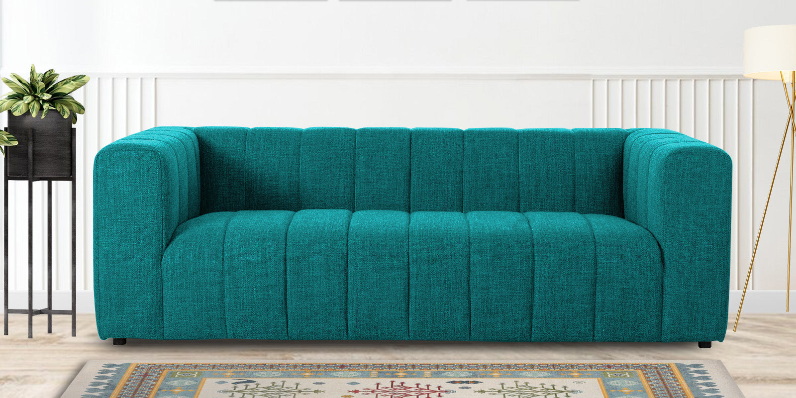 Lara Fabric 3 Seater Sofa in Sea Green Colour