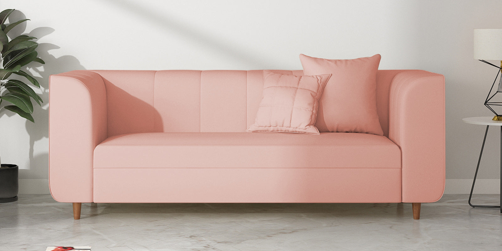 Sumo Velvet 3 Seater Sofa In Blush Pink Colour - Febonic Living