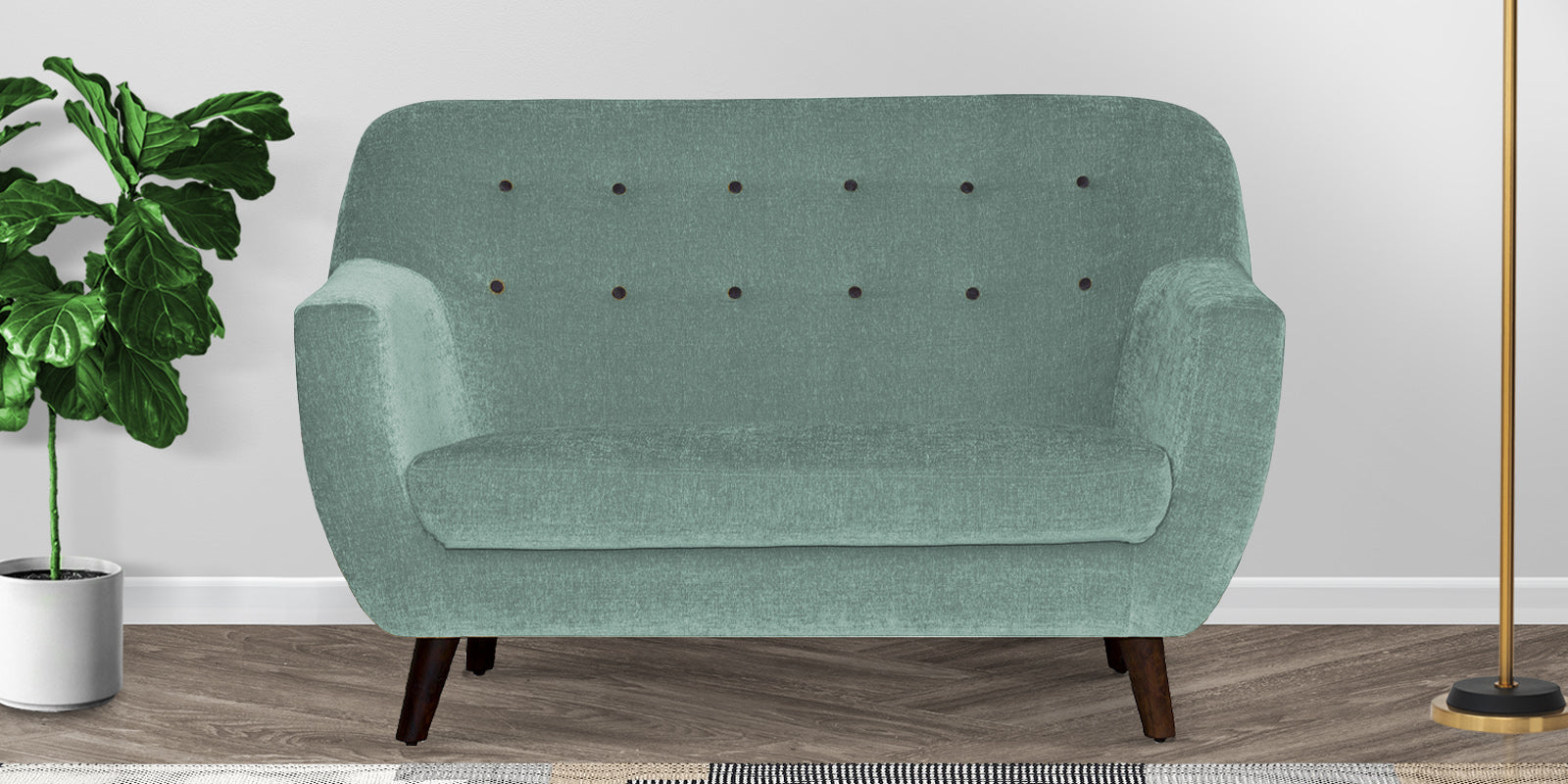 German Fabric 2 Seater Sofa In Suka Blue Colour - Febonic Living