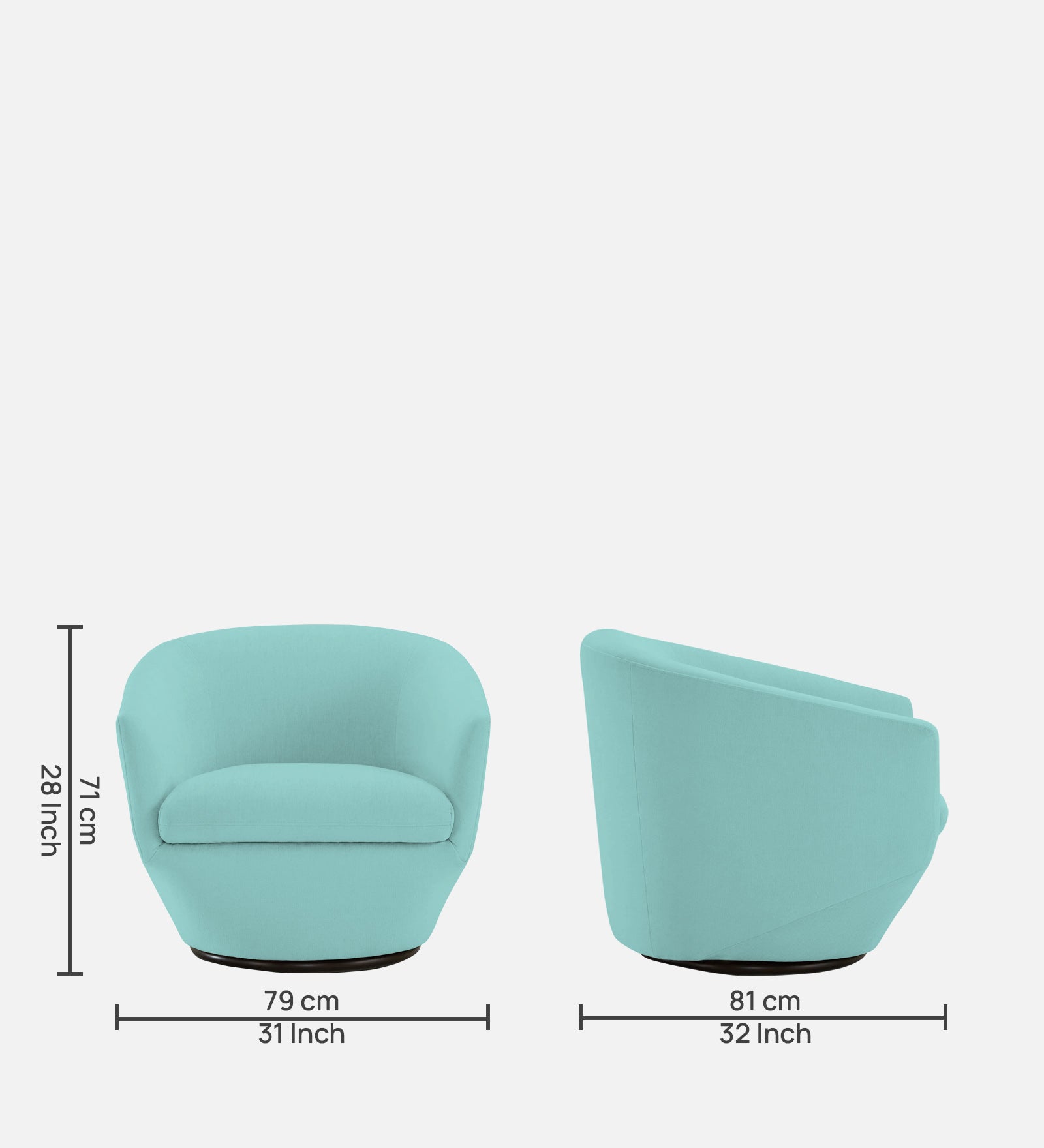 Haddie Velvet Swivel Chair In Barmunda Aqua Colour - Febonic Living