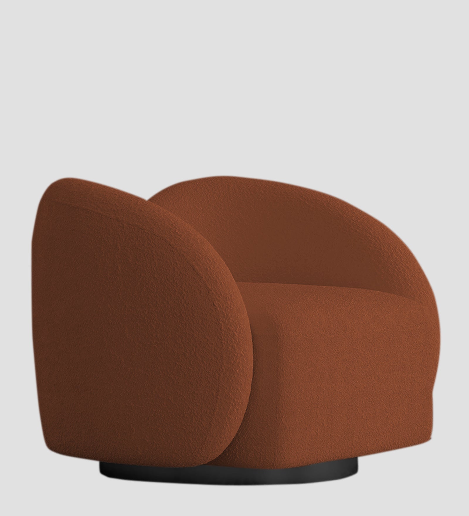 Miles Boucle Fabric Swivel Chair in Rust Orange Colour
