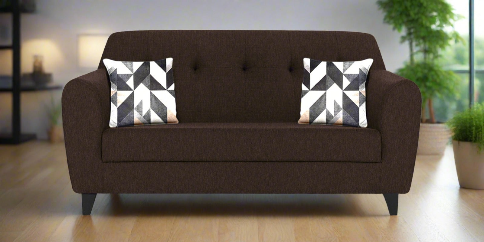 Melaan Fabric 2 Seater Sofa In Coffee Brown Colour - Febonic Living