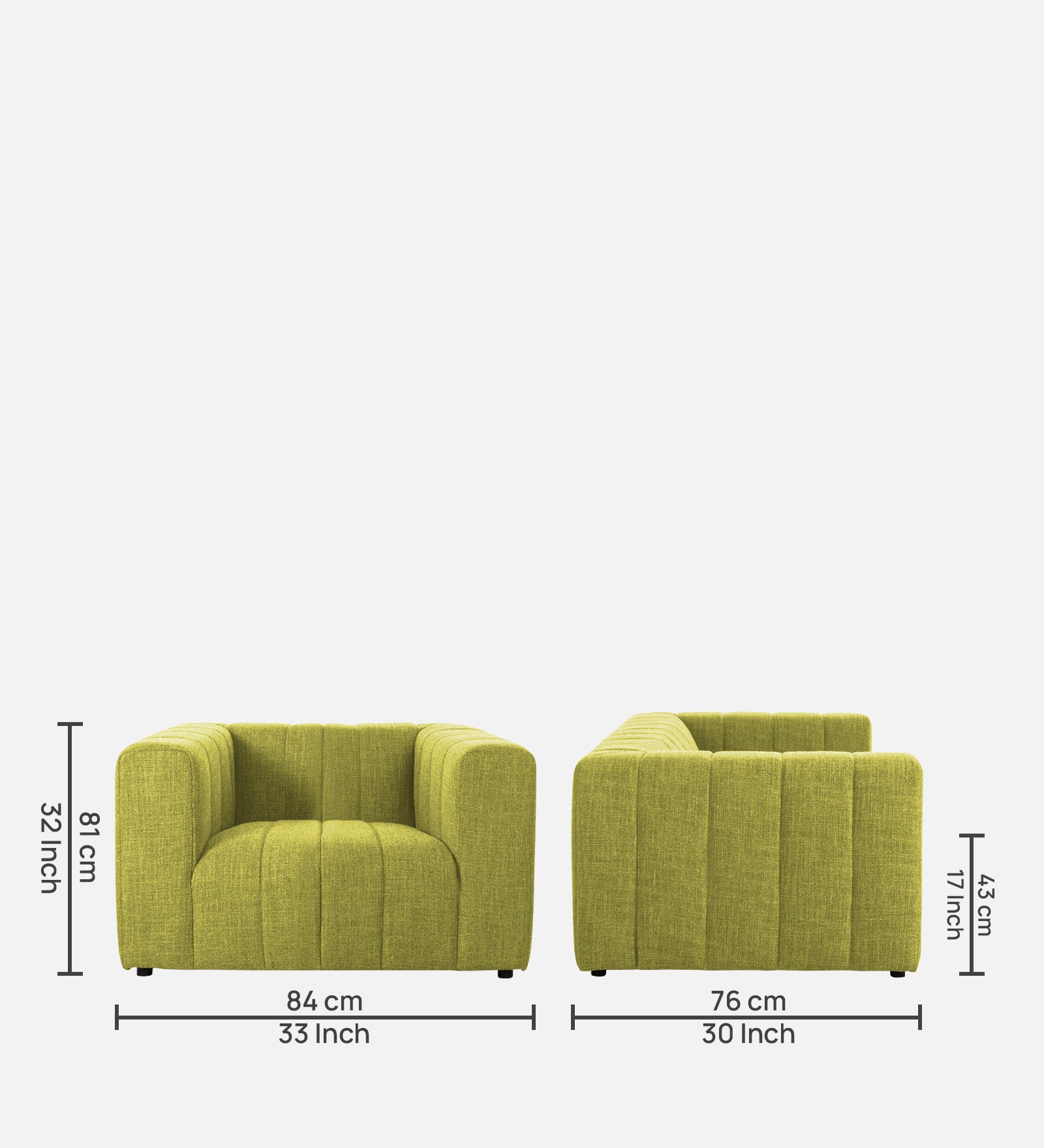 Lara Fabric 1 Seater Sofa In Parrot Green Colour - Febonic Living