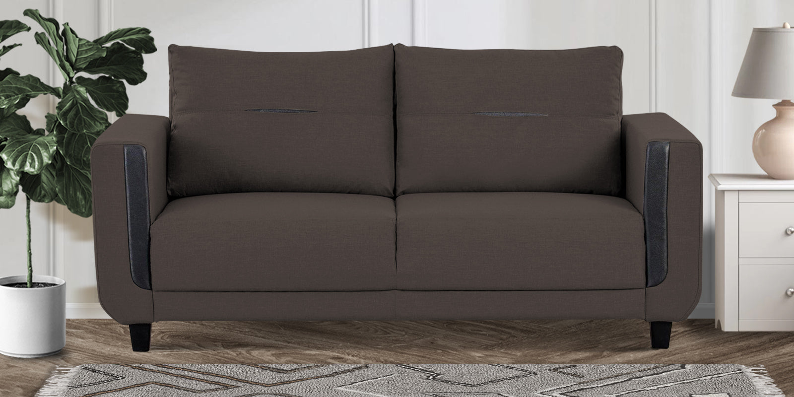 Perry Fabric 3 Seater Sofa In Caspa Brown Colour - Febonic Living