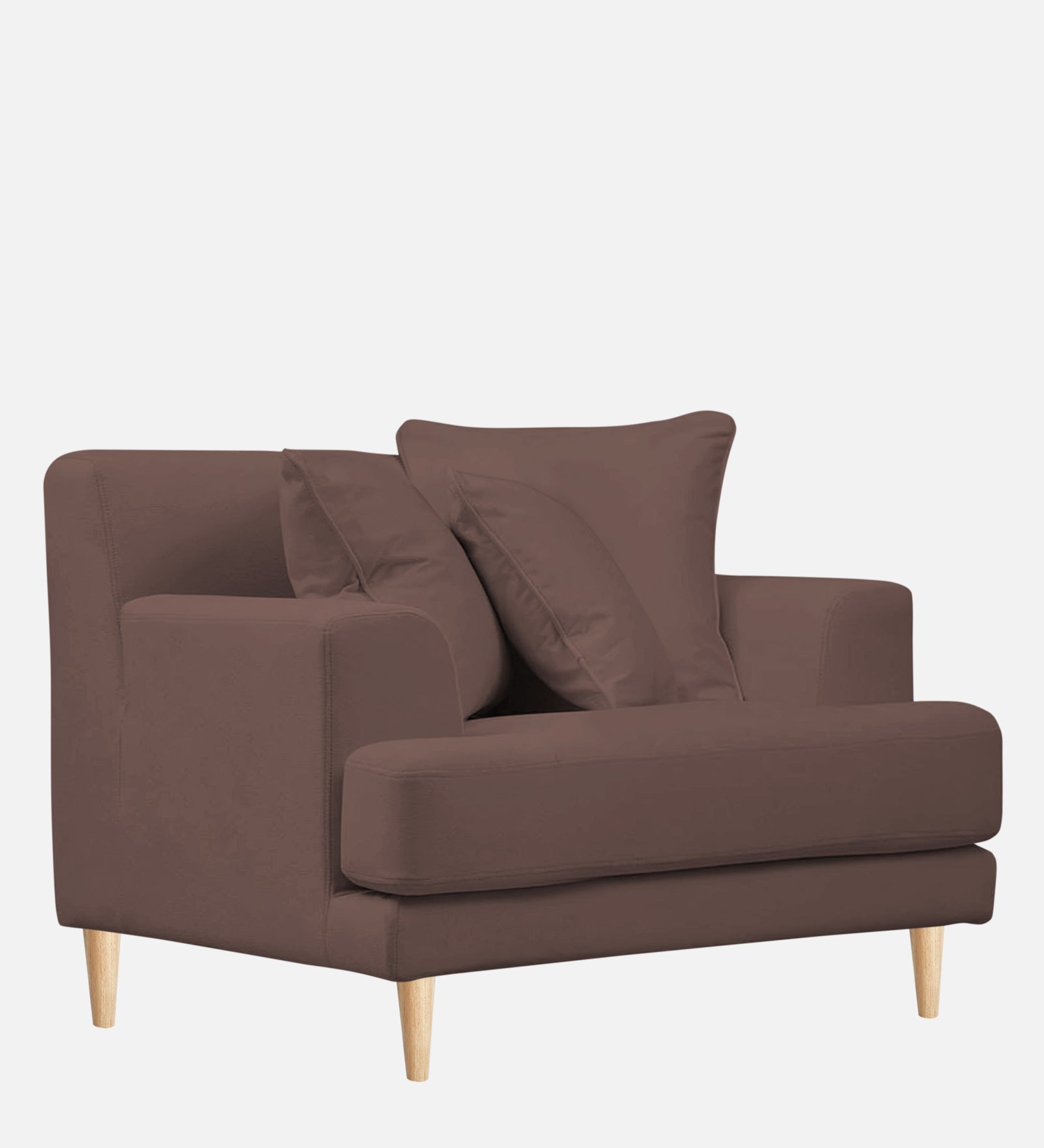 Woody Fabric 1 Seater Sofa In Berry Wine Colour - Febonic Living
