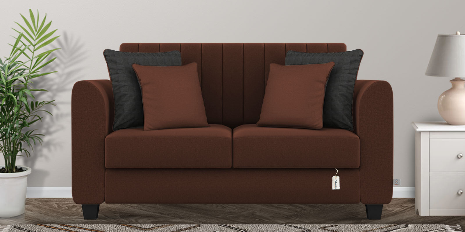 Cosmic Fabric 2 Seater Sofa In Coffee Brown Colour - Febonic Living