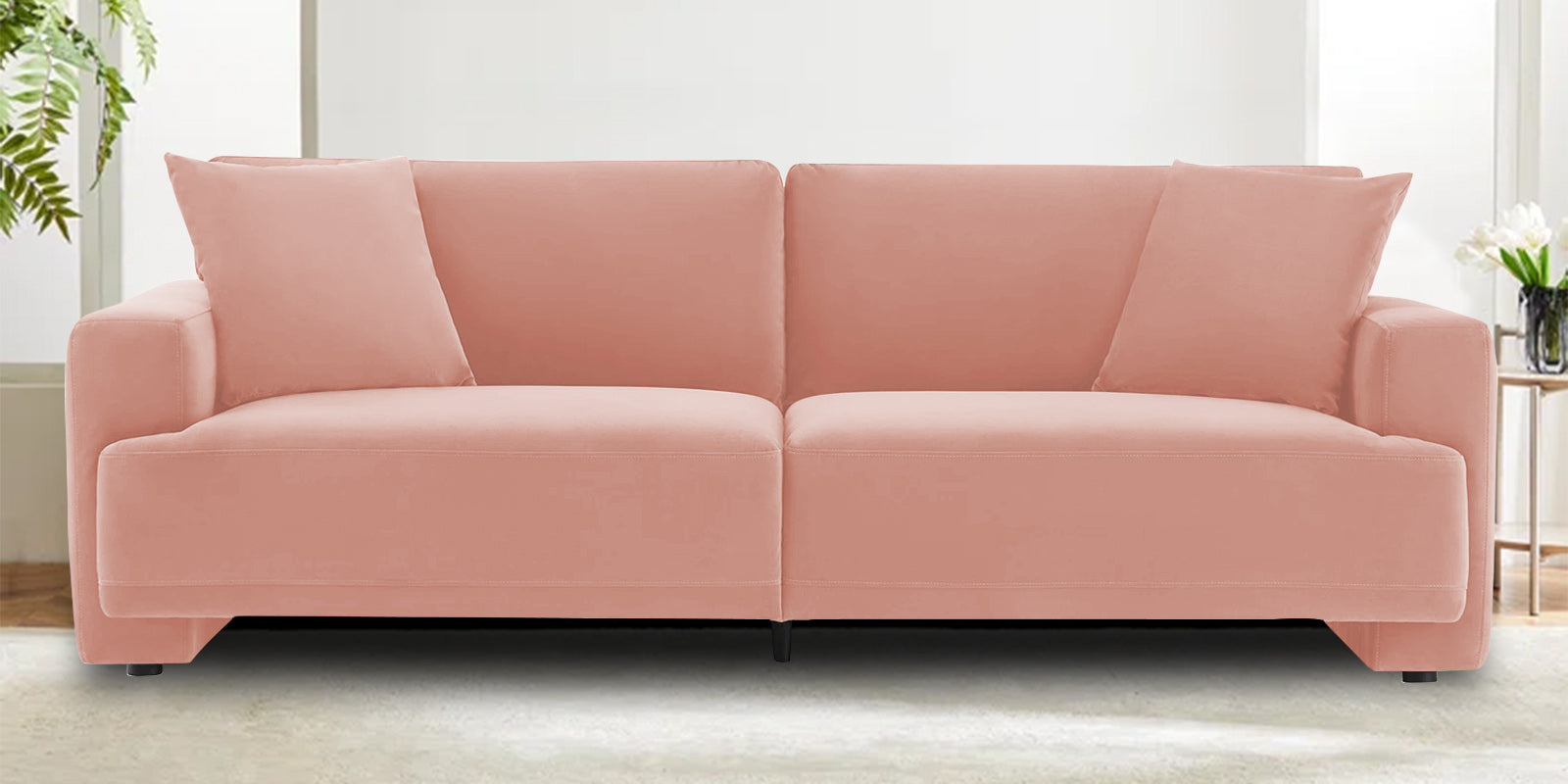 Kosta Velvet 3 Seater Sofa In Blush Pink Colour - Febonic Living