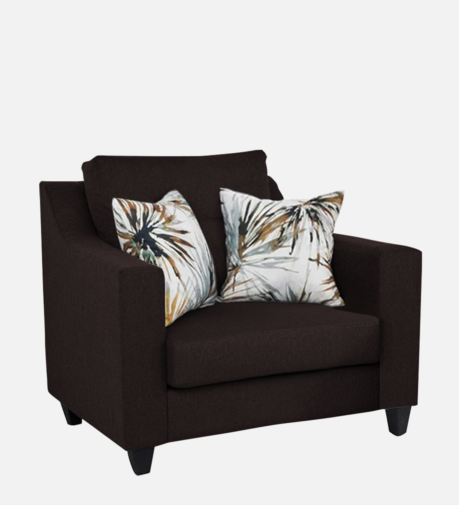 Welly Fabric 1 Seater Sofa In Dark Brown Colour - Febonic Living