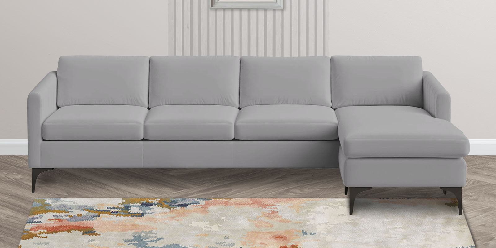 Haru Fabric LHS Sectional Sofa (3+Lounger) In Concrete Grey Colour - Febonic Living