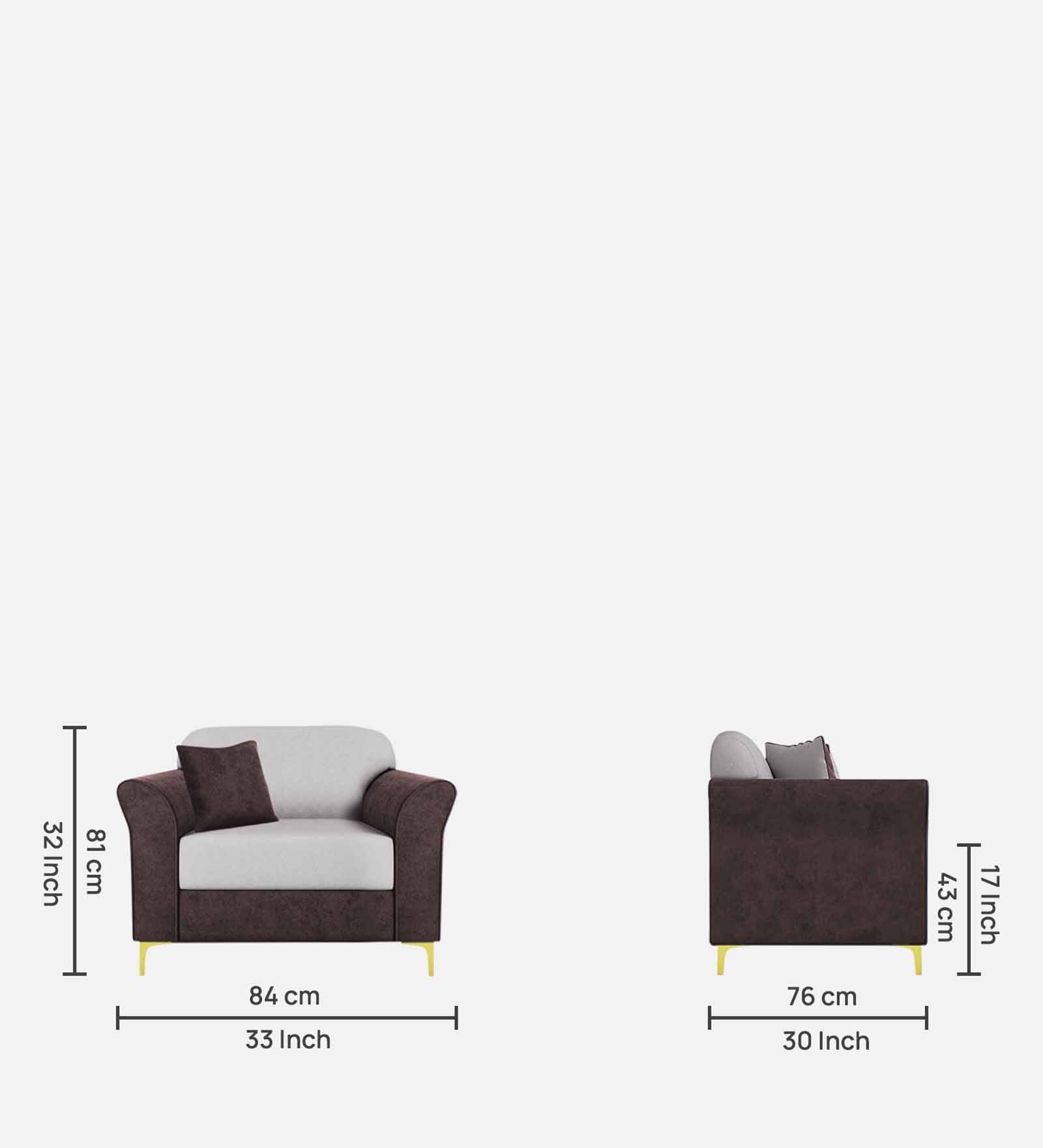 Jordan Velvet 1 Seater Sofa In Mocha Brown And Concreate Grey Colour - Febonic Living