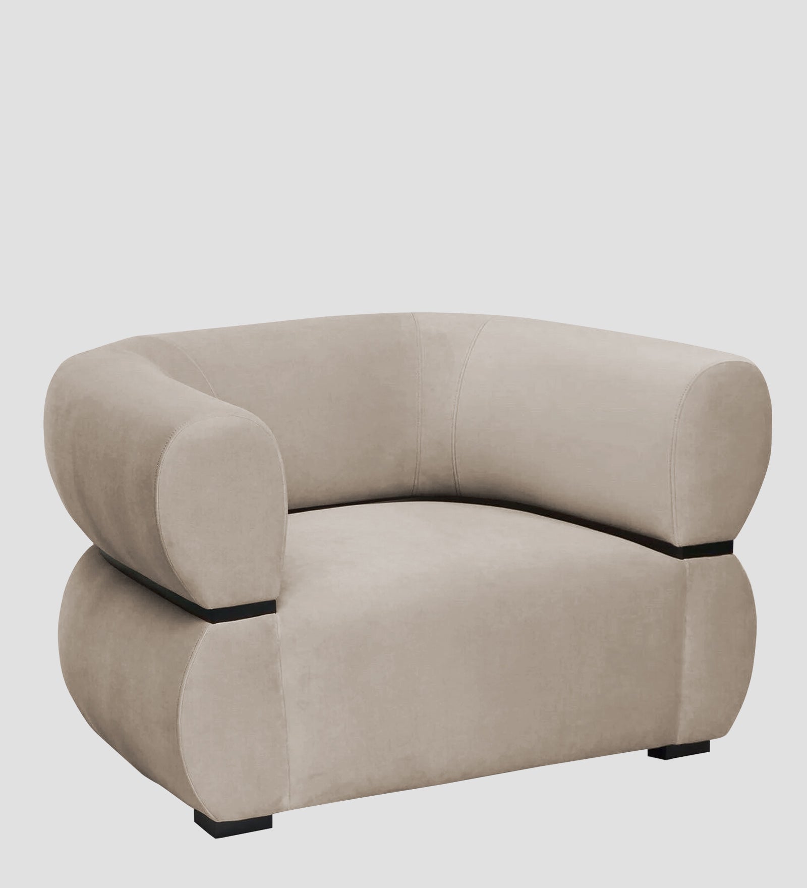 Kula Velvet 1 Seater Sofa In Cream Beige Colour - Febonic Living