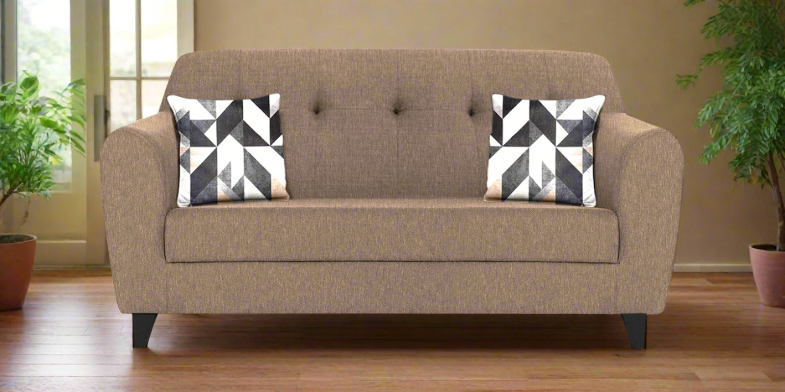 Melaan Fabric 2 Seater Sofa In Cookie Beige Colour - Febonic Living