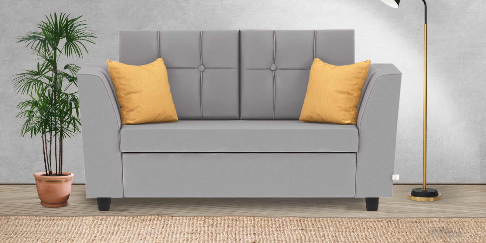Nestin Velvet 2 Seater Sofa In Concrete Grey Colour - Febonic Living