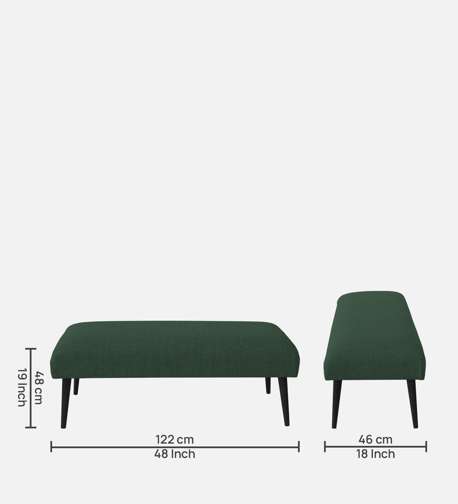 Adon Velvet Bench In Amazon Green Colour - Febonic Living