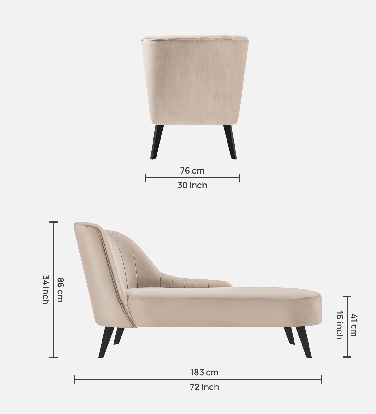 Flora Velvet RHS Chaise Lounger In Camel Beige Colour - Febonic Living