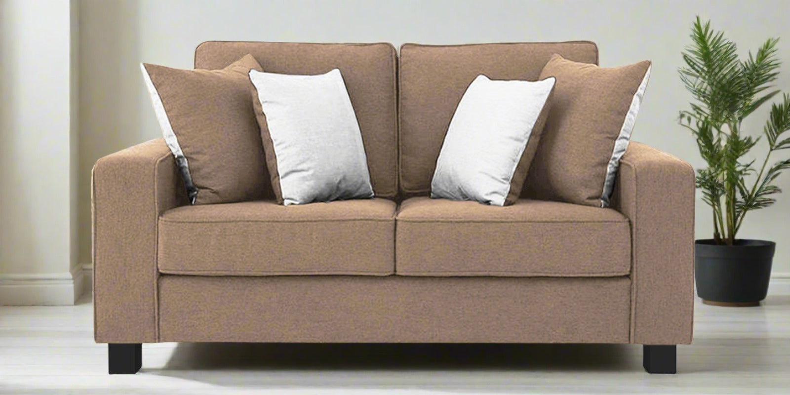 Ladybug Fabric 2 Seater Sofa In Cookie Beige Colour - Febonic Living